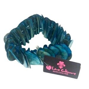NWT Love Culture bracelet blue Iridescent Beads Elastic Boho whimsygoth fairy